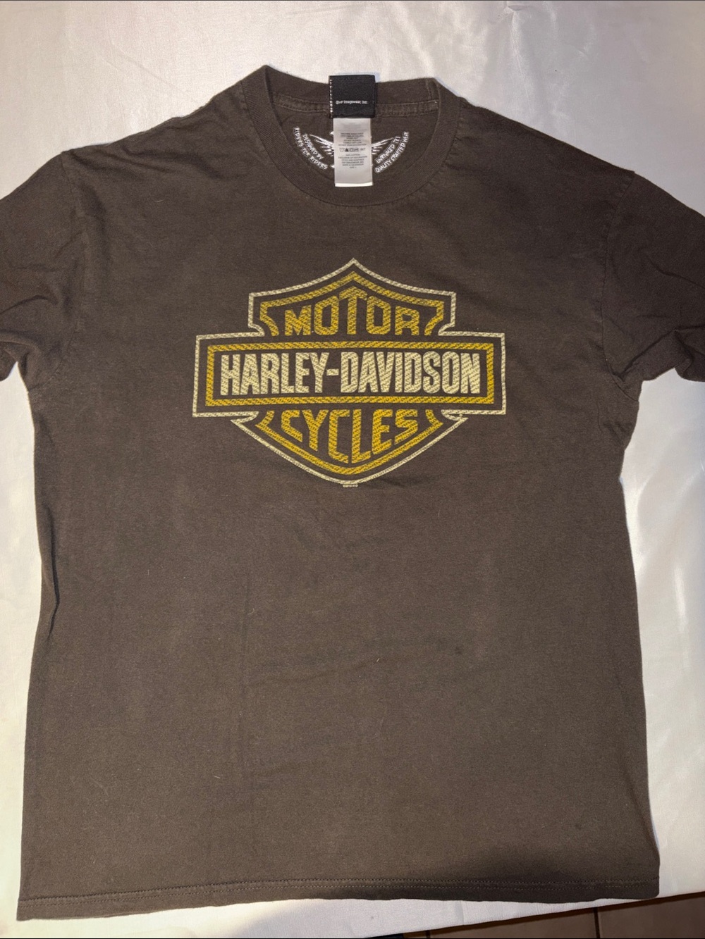 Harley-Davidson Brown Tee with Yellow Shield Logo